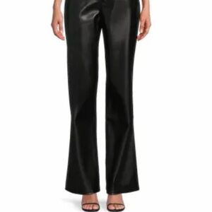 Good American Black Faux Leather Flare Pants